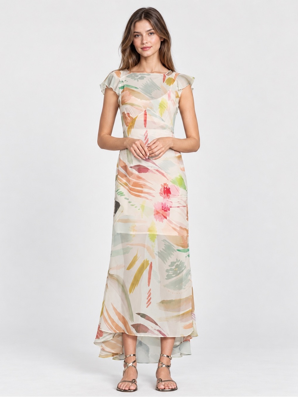 NWT Antonio Melani x M.G. Style Mal Paint Streak Maxi Dress Sz 14
